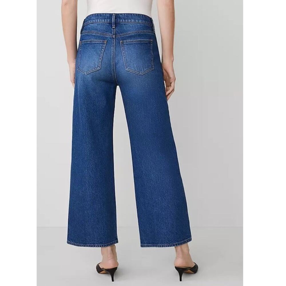 Ann Taylor Petite Pants Denim Blue 12P Cropped Wide Leg Hi Waist NWT - Picture 4 of 10